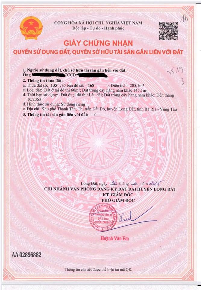 Chỉ 1 tỷ 88 đất mặt tiền đường tạ văn sáu  đường trung tâm huyết mạch nhất nhì của thị trấn đất đỏ
