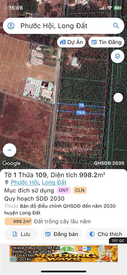 Bán 998m2 đất khu nghỉ dưỡng nhà vườn nguyễn huệ, đất đỏ, brvt