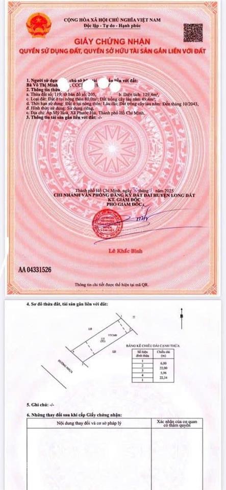 Bán lô đất đầu tư ven biển phước hải 6 x 22m