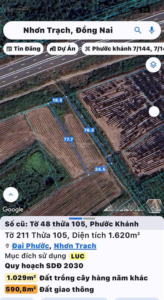 Bán lô đất mặt tiền đường dân sinh cao tốc bến lức long thành, phước khánh. giá đẹp, đầu tư ngay