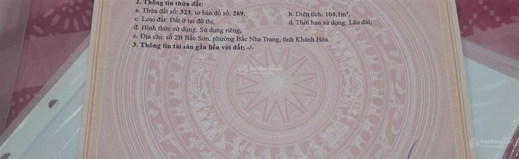 Bán 104,1m2 ngang 5,28m chỉ 11,5 tỷ. mặt đường bắc sơn, vĩnh hải, bắc nha trang