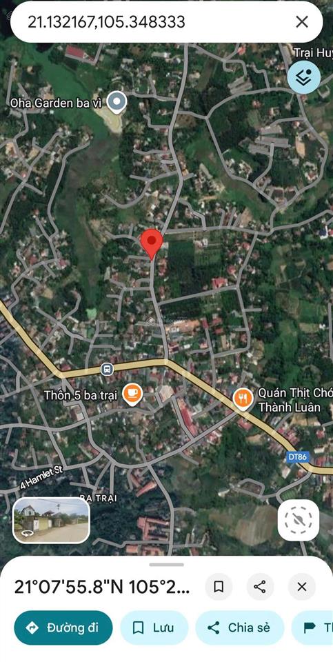 Lô đất trung tâm xã ba trại, sẵn ao nhỏ, cách trục chính 20m, tl86 (xe bus), chợ, ub xã, trạm 300m