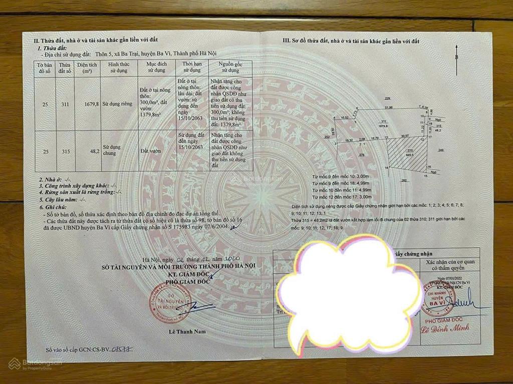 Lô đất trung tâm xã ba trại, sẵn ao nhỏ, cách trục chính 20m, tl86 (xe bus), chợ, ub xã, trạm 300m