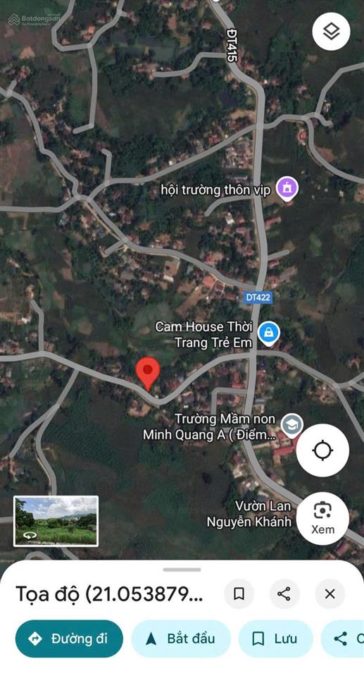 Đất ba vì có 23m mặt tiền đường nhựa huyện lộ sầm uất, cách tl414 chỉ hơn 100m, view núi thoáng mát