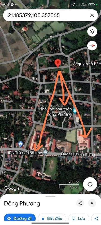 Đất tt xã cẩm lĩnh có 22m mt chia được làm 3 lô, cách đường nhựa xe bus 500m, gần trườngchợub xã