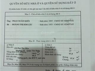Bán nhà riêng tại phú hòa, 18,9 tỷ, 97,4m2, giá cực chất, tân bình, hcm