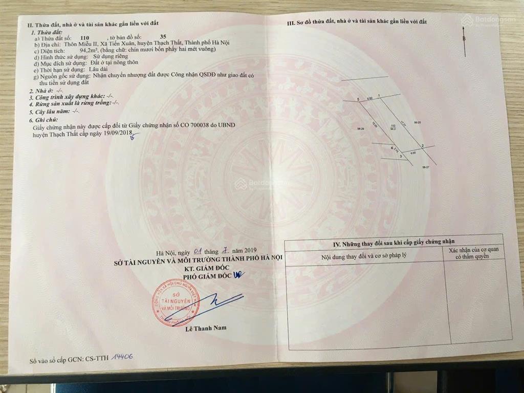 Bán lô đất 94m2 đối diện ký túc xá đại học quốc gia hn