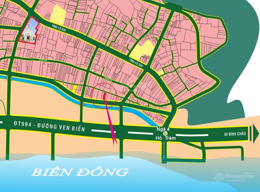 Bán đất hồ tràm kế đường oda 2 mặt tiền đường lớn 21m và 6m, cách ngã tư hồ tràm 200m