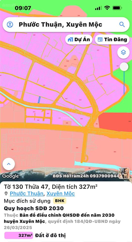 Bán đất hồ tràm kế đường oda 2 mặt tiền đường lớn 21m và 6m, cách ngã tư hồ tràm 200m