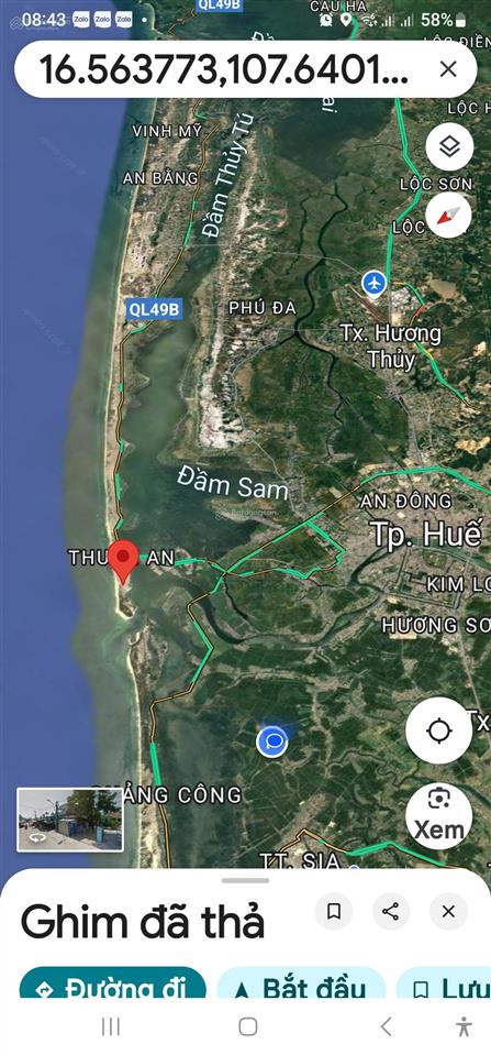 Bán 1000m2 biển thuận an, mặt tiền đường hoàng sa
