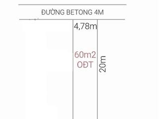 Đất hiệp thành sau nhà thờ chánh thiện. diện tích 4,78 x 19 tc 60m, giá chỉ 1ty650 triệu