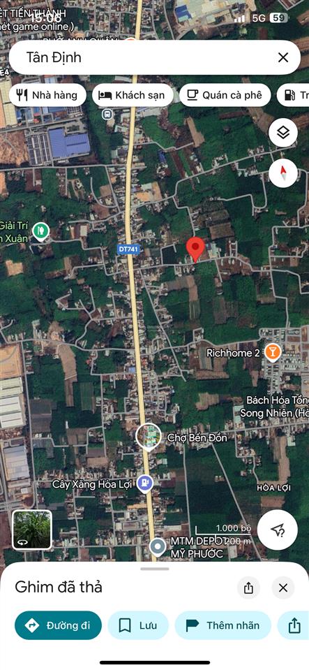 Lô góc 2 mặt tiền đường hoà lợi 007 cách dt 741 200m, diện tích 11 x 63m tc 300m2, giá 7,5 triệu/m