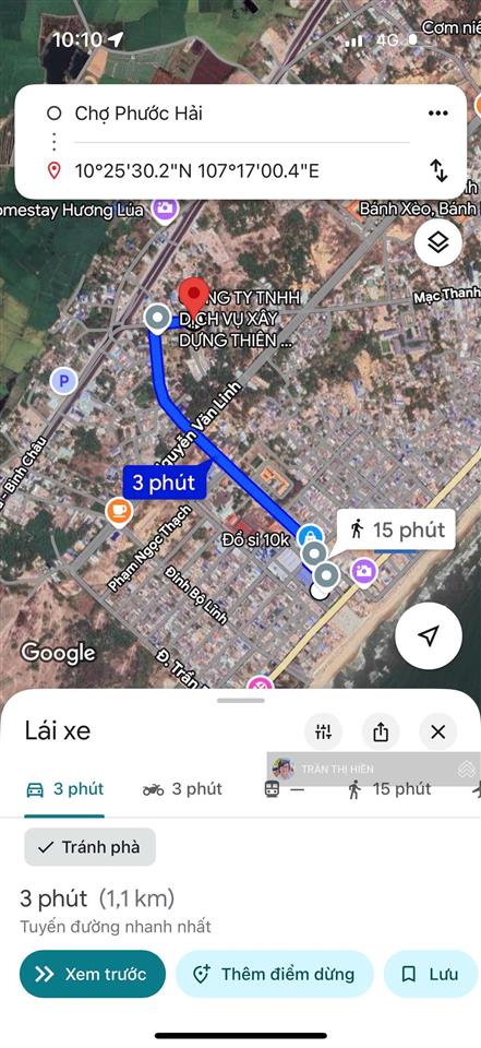 Lô góc mạc thanh đạm  thị trấn phước hải  cách biển 1km  23x79m  1852m²