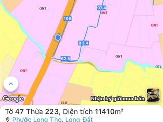 1 mẫu 1 đối diện khu công nghiệp đất đỏ  xã đất đỏ  tp hcm  11.410m2  ngang 196m mặt tiền
