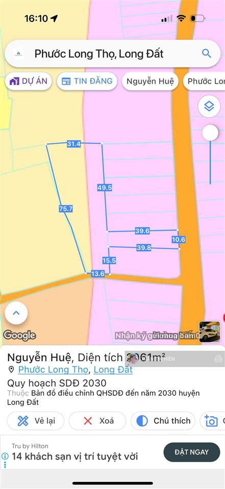 Mặt tiền nguyễn huệ  2060m2  4 tỷ