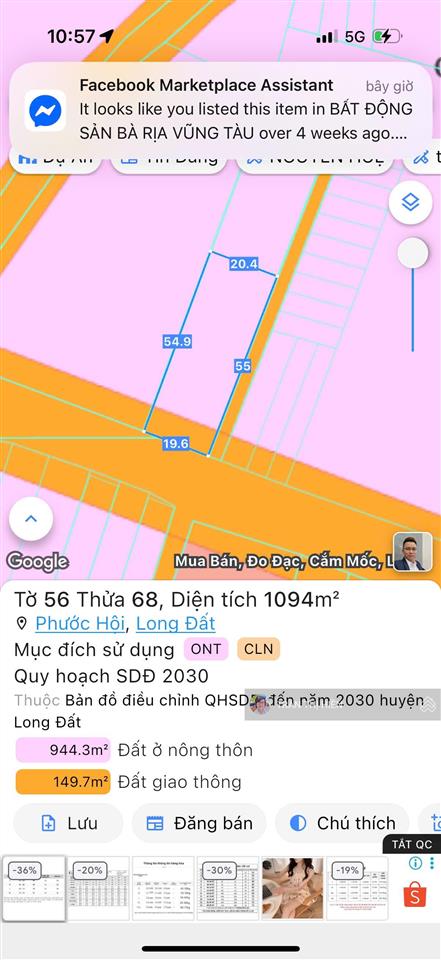 Nhà nghỉ mặt tiền đường ven biển  cách bãi tắm lộc an chỉ 2km dt 1094m2  20x55m  32 phòng