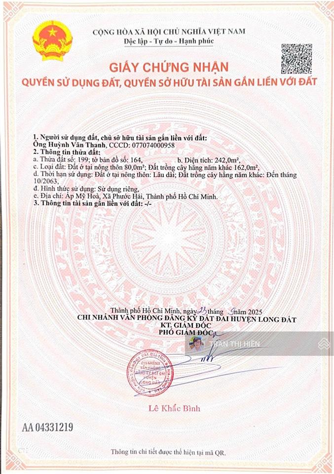 Thị trấn phước hải  view núi minh đạm gần hồ sở bông đi biển phước hải chỉ 5 phút  10x24m