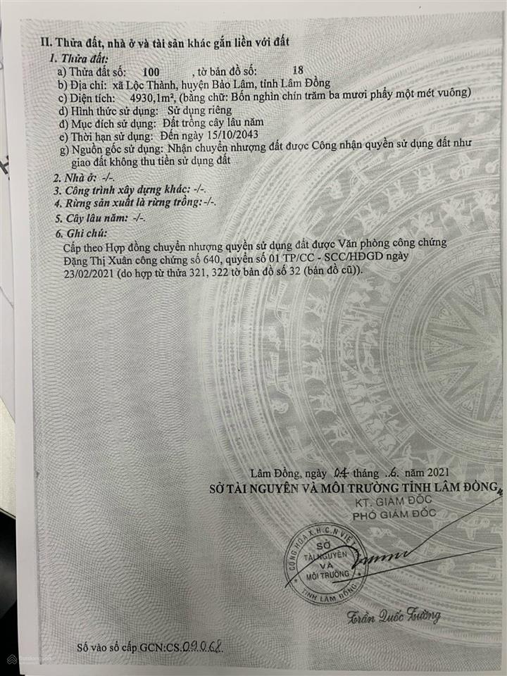 Bán 5 sào có 100m mặt tiền đường bê tông lên núi đại bình