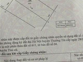 Bán đất cách quốc lộ 1a, duyên thái, thường tín, hà nội, 3,05 tỷ, 43,52m2