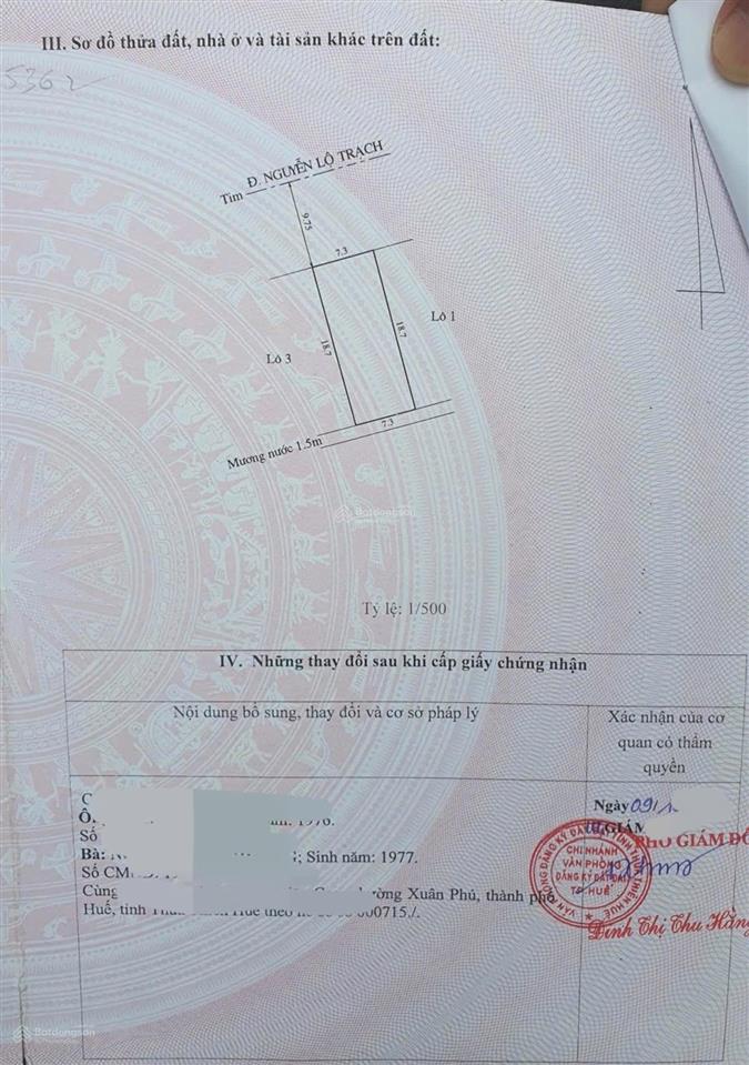 Mặt tiền nguyễn lộ trạch, xuân phú tp huế. cạnh chợ cống mới và các dự án lớn