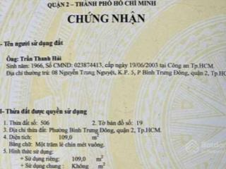 Bán đất mt đường nguyễn trung nguyệt quận 2 cách nguyễn duy trinh 60m ngang 8,3m.  0903 034 ***