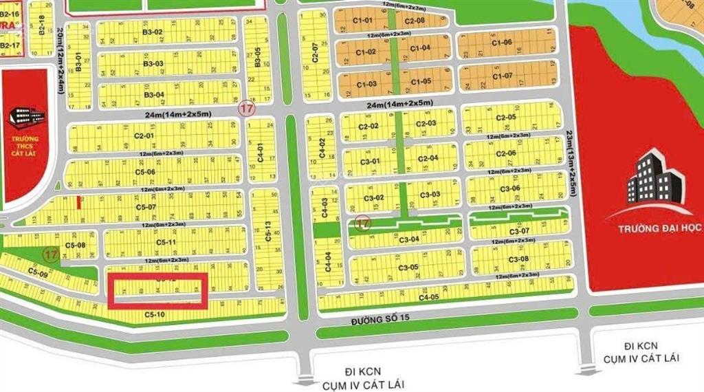 Chính chủ gửi bán đất dự án cát lái quận 2, lô c5. 12  5m x20m mặt tiền đường 14m