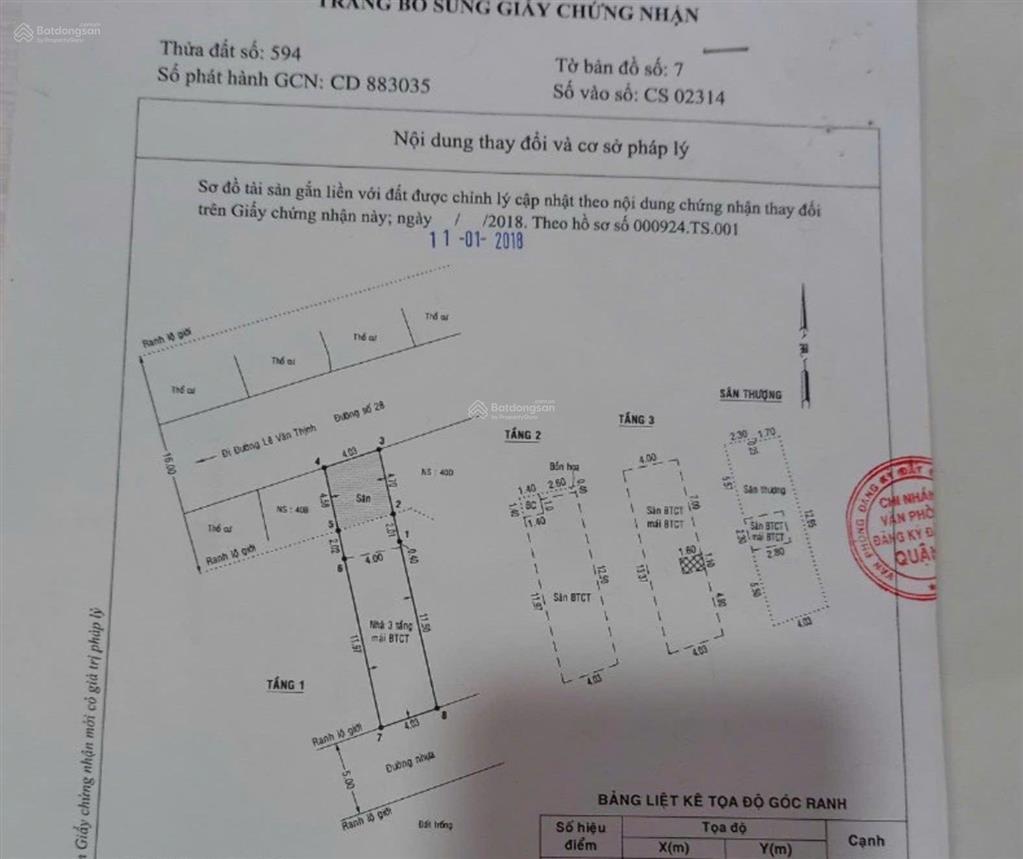 Chính chủ gửi bán nhà quận 2 nhà 4 lầu mặt tiền đường xe tải cách lê văn thịnh 10m. giá tlcc