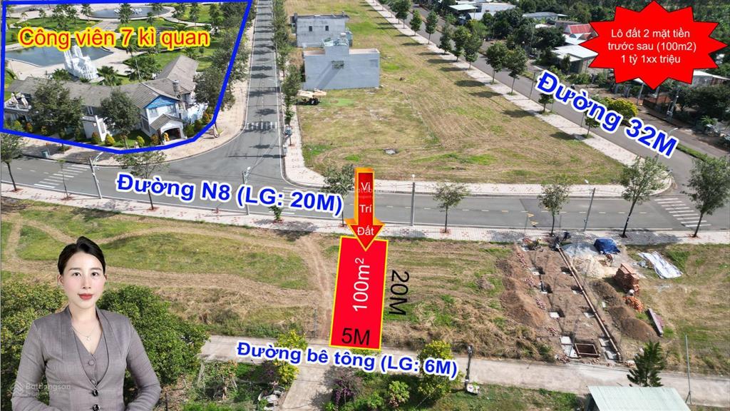 Bán nhanh lô đất hai mặt tiền trước sau 1 tỷ 1xx triệu tại kđt cát tường phú hưng