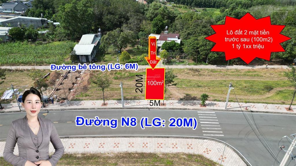 Bán nhanh lô đất hai mặt tiền trước sau 1 tỷ 1xx triệu tại kđt cát tường phú hưng