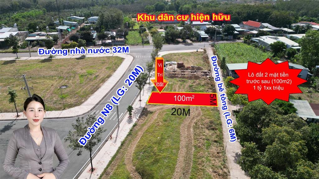 Bán nhanh lô đất hai mặt tiền trước sau 1 tỷ 1xx triệu tại kđt cát tường phú hưng