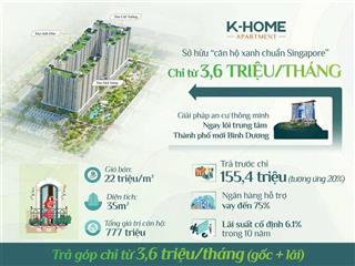 Bán căn hộ chung cư noxh k home new city, chỉ 778tr có nội thất đầy đủ, phường bình dương, hcm