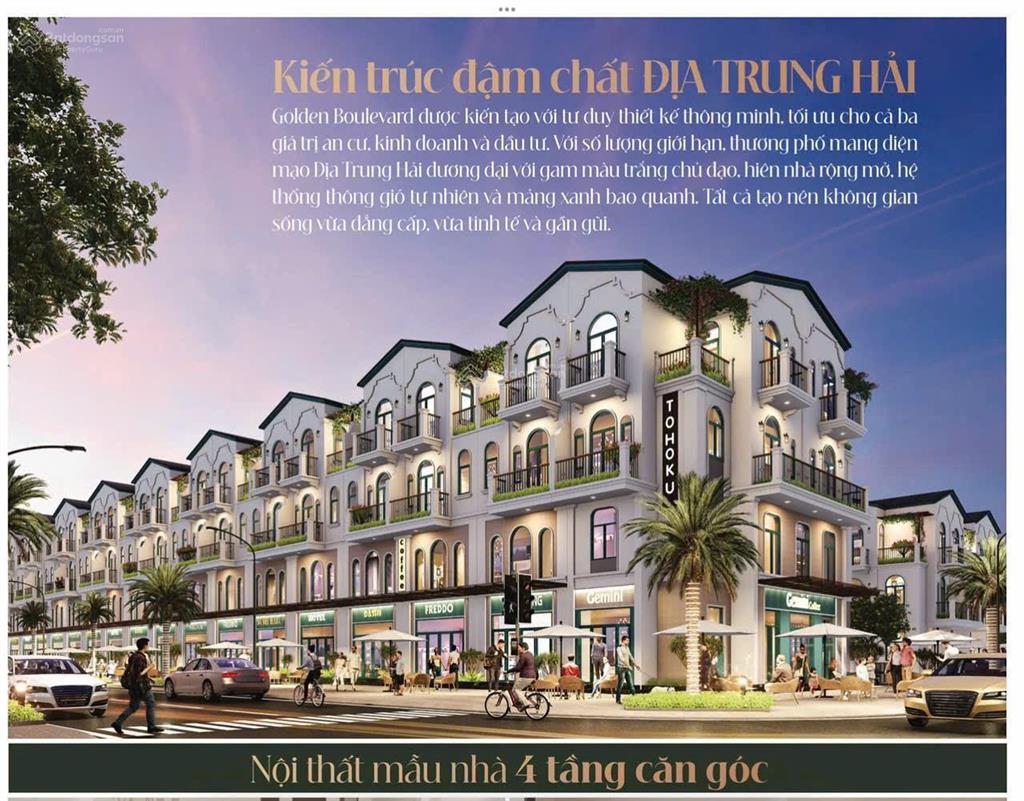 Shophouse, nhà phố dự án khu dân cư tdc hòa lợi (golden boulevard) trung tâm thành phố mới