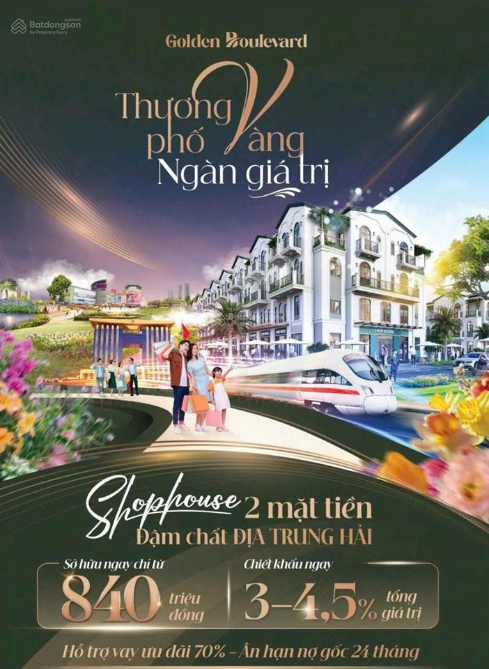Shophouse, nhà phố dự án khu dân cư tdc hòa lợi (golden boulevard) trung tâm thành phố mới