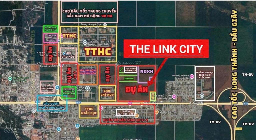 Đất nền, nhà phố khu đô thị the link city  mặt tiền ql1a, ql20  trung tâm dầu dây  đồng nai