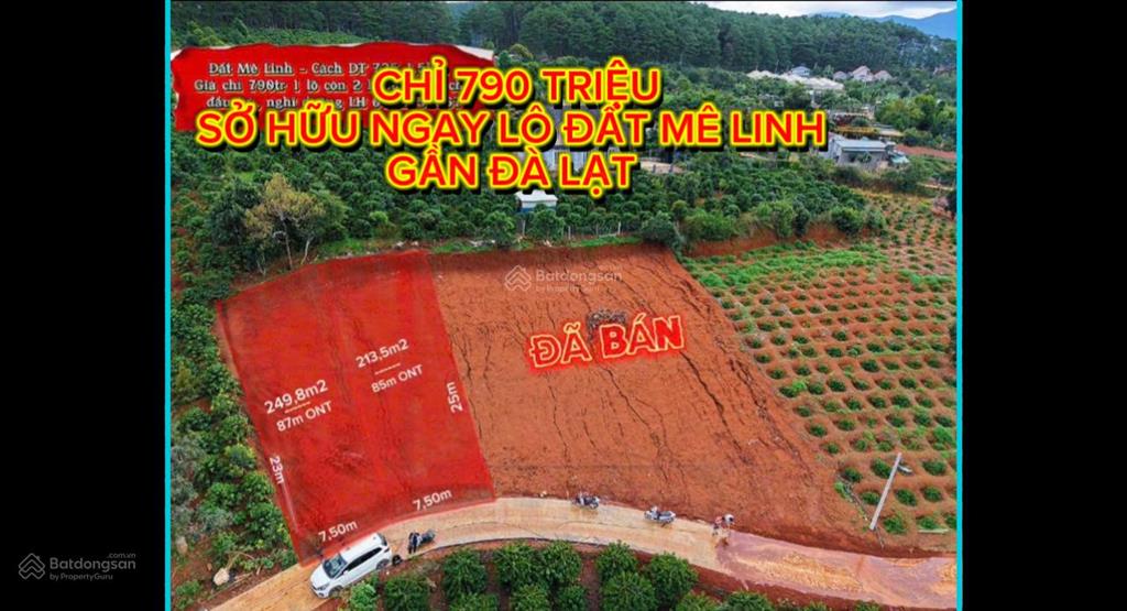 Chỉ 1.58 tỷ có 15m mặt tiền sẵn 150m thổ cư tại mê linh ven đà lạt diện tích 430m2 sổ riêng