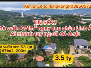 Tin sốc! nhà vườn 671m² ngay sau chùa linh ẩn , vườn cây trái sum suê  chỉ 3,5 tỷ ngay ven đà lạt!