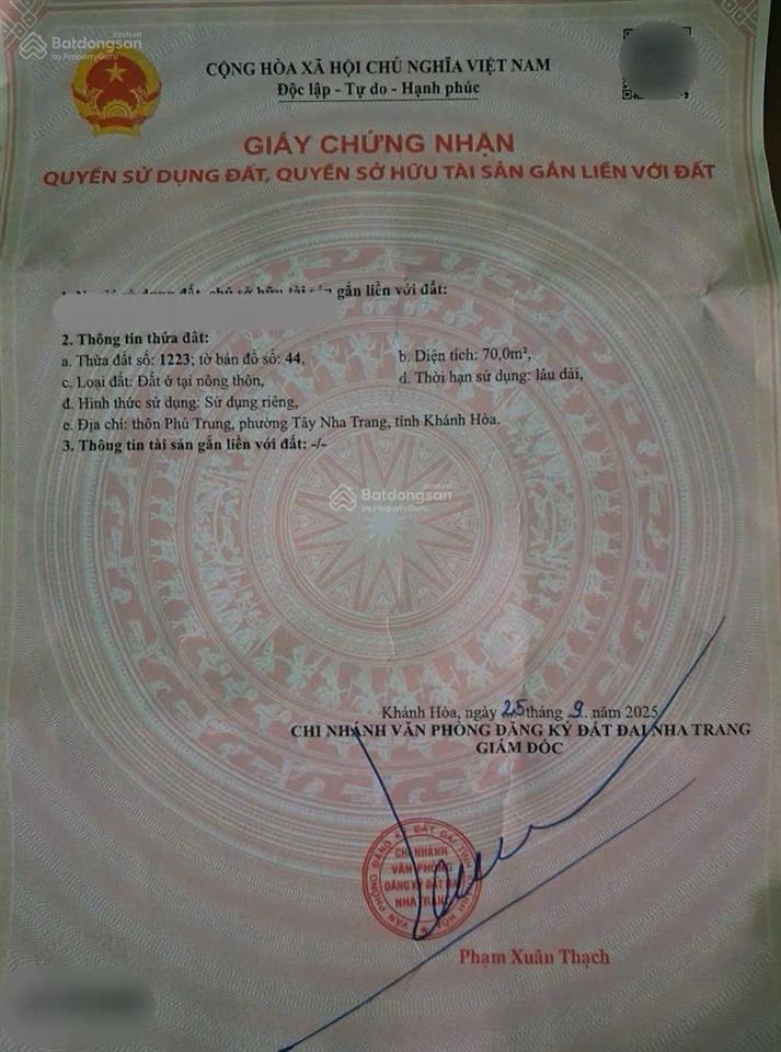 Bán đất (70m2, ngang 5m)  vĩnh thạnh  giá 1.68 tỷ, cách chợ ga 600m, gần đường phú trung 100m