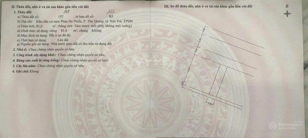 Bán lô đất đường nam thọ 4 sơn trà. gần bãi tắm mân thái dt 80m2 giá 5 tỷ 5 0942 992 ***
