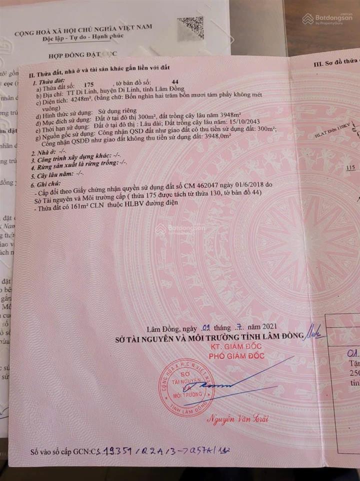 Cần bán lô đất lớn đường lê văn tám, tại trung tâm thị trấn di linh