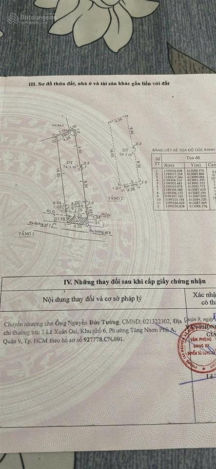 Nhà 1t  1l 82m² (4.35mx19m) đường số 2, p. tăng nhơn phú b, q9  chỉ 6ty5