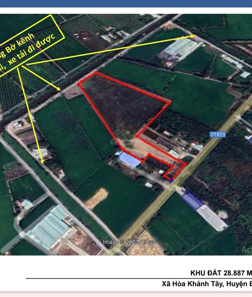 Đất 29.000m2 skc mt đt823 tại xã hòa khánh tây, đức hòa long an