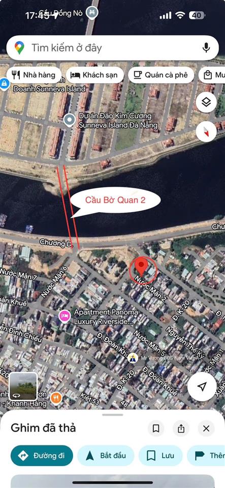 Bán lô biệt thự đường nước mặn 2  cách sông 50m  khu nam việt á