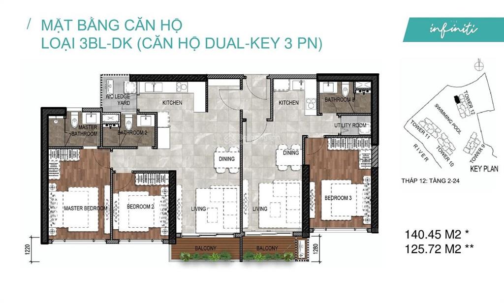 3pn infiniti vừa view sông & nội khu chỉ 11 tỷ