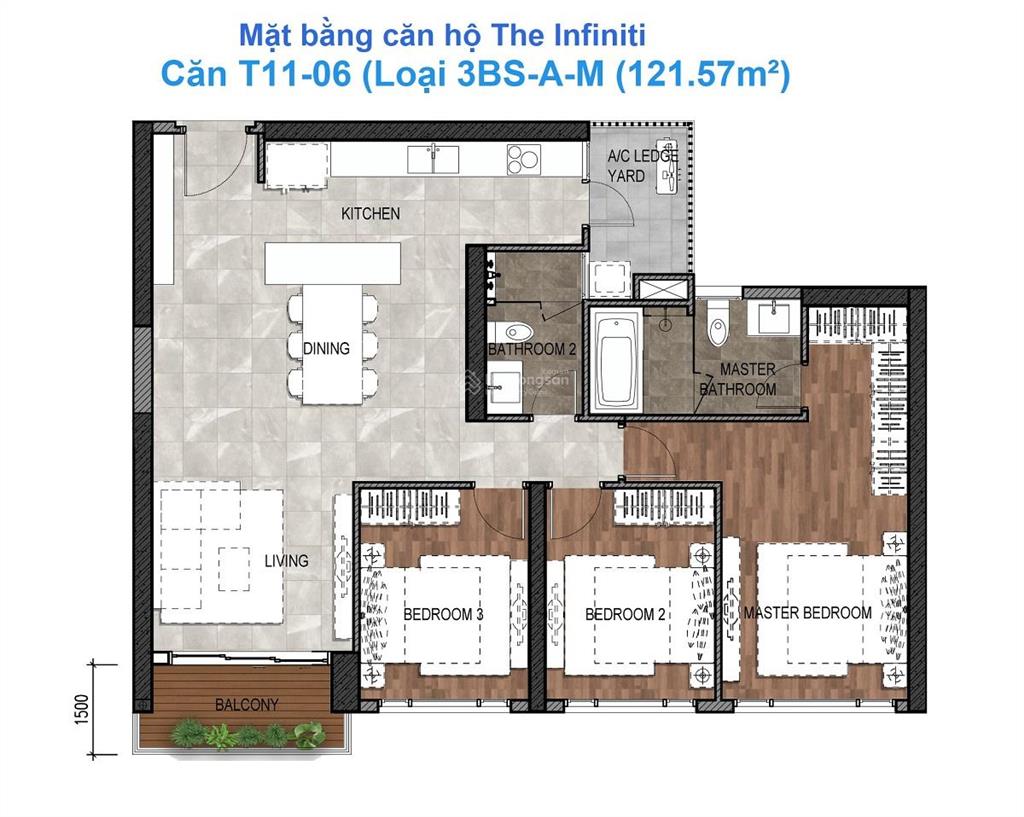 3pn infiniti vừa view sông & nội khu chỉ 11 tỷ