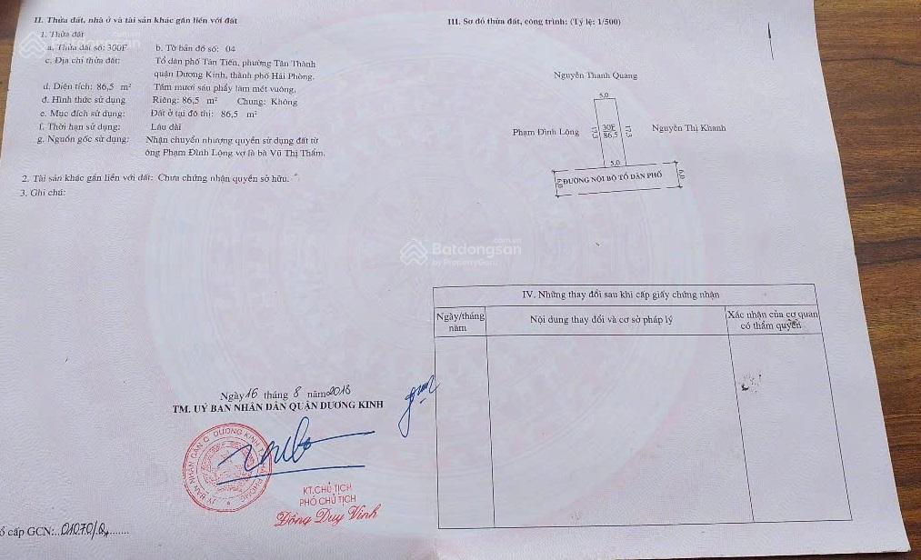 86m2 ngang 5m, nhánh 3 bùi phổ, tân thành, đường 6m, chỉ 1.75 tỷ. em quyết dương kinh