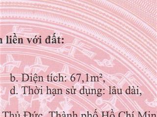 Đất 67m2, xây dựng 1 trệt, 2 lầu, 1 st  nguyễn văn tăng, p. long bình(mớ(tp. thủ đức, tp. hcm