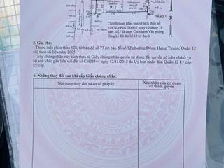 Kẹt tiền bán gấp lô đất liền kề đường đht 02,p.đht,q 12.dt4,6x20m đường ôtô 6m.