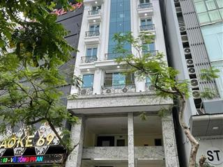 Cho thuê nhà mp trần vỹ dt 80m2 7t 1 bán hầm, mặt tiền 7,6m, thông sàn, có thang máy, đh, nl 70tr