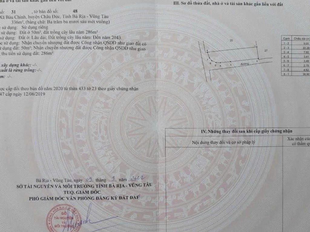 Bán đất mặt tiền Căn góc 336m2 ở xã Kim Long sổ đỏ giá 1 Tỷ 8