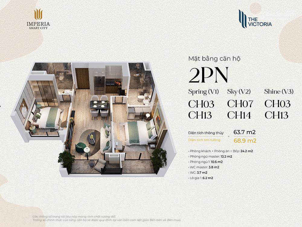 Cần bán gấp căn 2pn2wc, căn số 03 toà v1, 64m2, giá 4.7 tỷ, khu the victoria, vinhomes smart city